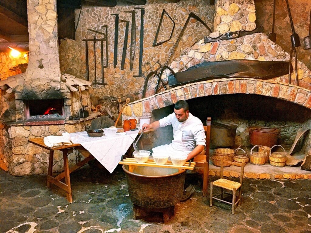 Sardinia village cheese making